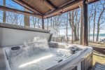 How inviting Private 6 person hot tub with full views of Lake Michigan